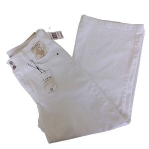 Curve Appeal Curve Creator White Wide Leg Crop Jeans High Rise Size 10/30 NEW